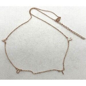 BS 925 "VOTE" Floating Letter 16'' - 18'' Necklace Rose Gold‎ Plated Silver 1.8g